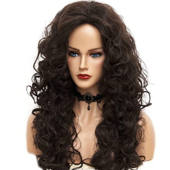 Natural Dark Brown Curly Hair Wig for Women - Picture 1 of 5